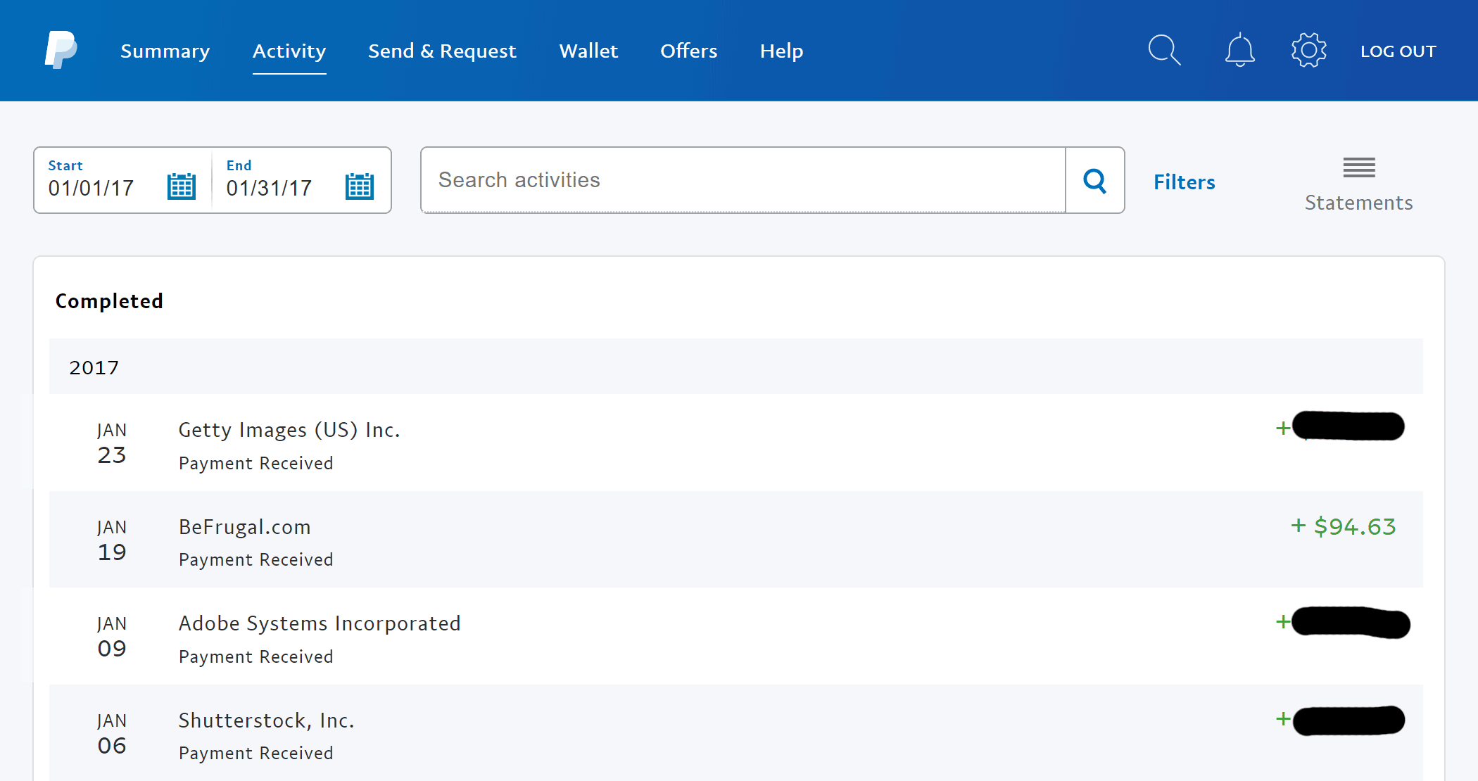 Screenshot proof of a Befrugal payment through PayPal.