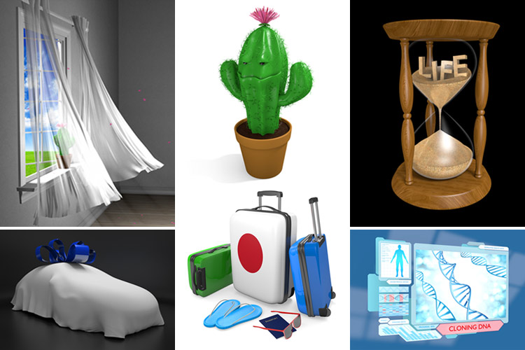 Stock images rendered with Blender open-source 3D software.