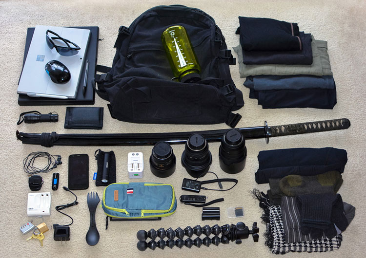 What I pack in my single backpack for nomadic life.