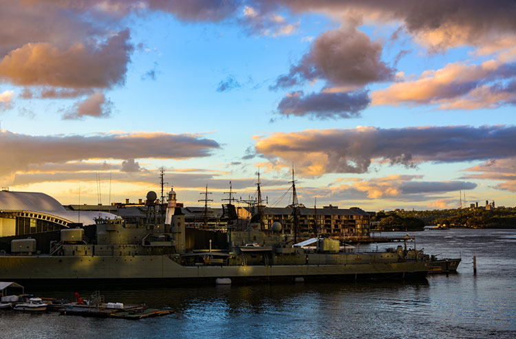 HMAS Vampire preserved outdoors at the Australian National Maritime Museum.