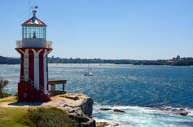Hornby Lighthouse at South Head, also known as the South Head Lower Light.