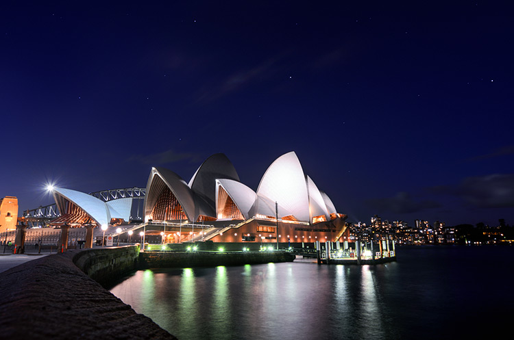 Southern sky constellations over the Sydney Opera House.