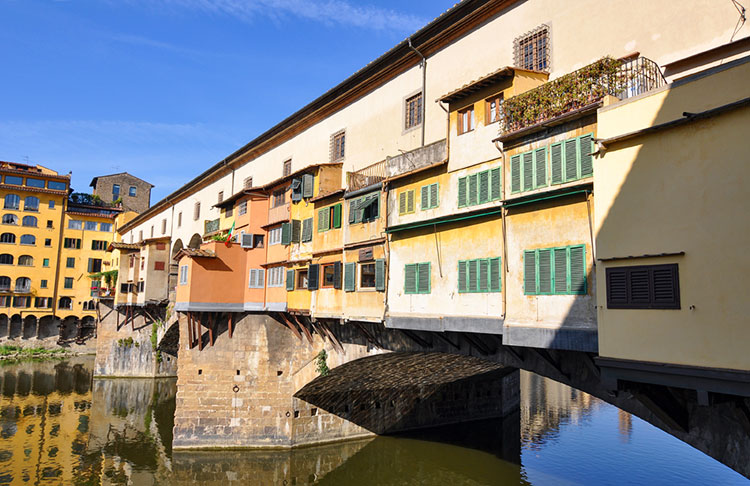 Side of Florence's famous bridge, the Ponte Vecchio.