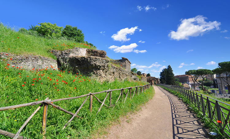 Peaceful walking path at the Palatine Hill.