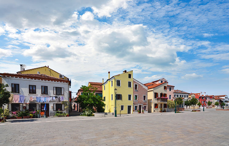 Residential houses in Malamocco at the Lido in Venice.