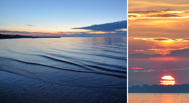 Sunrise on The Lido in Venice, Italy.