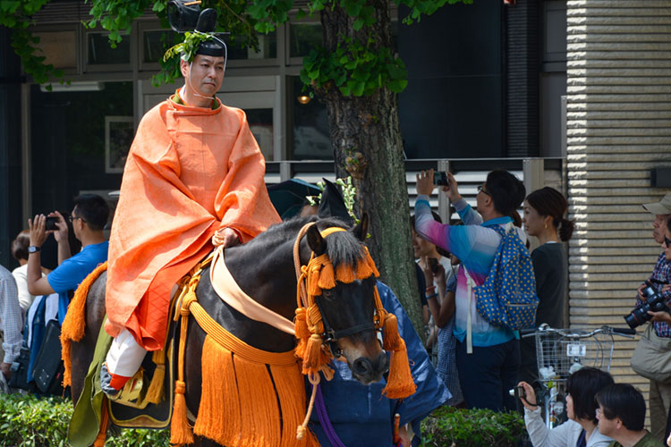 Horse rider in Heian period clothing at the Aoi Matsuri.