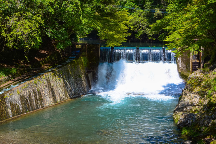 Hydropower dam on the Kiyotaki River in Kyoto.