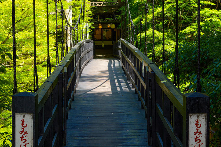 Momiji Bridge over the Kiyotaki River in the small town of Takao.