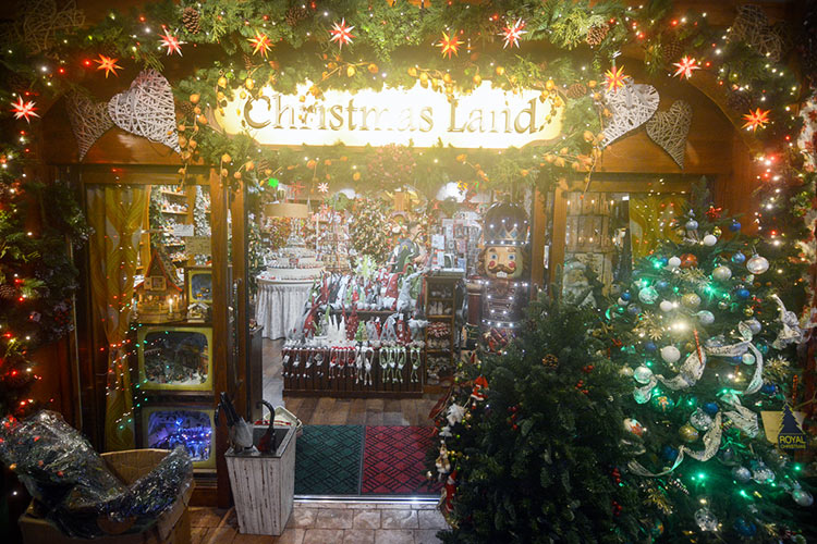 Storefront for the Christmas Land shop in Mihama American Village.