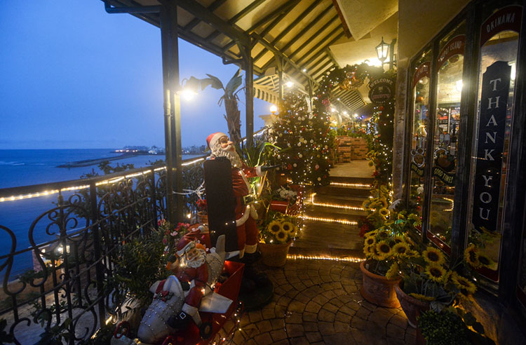 Distortion Seaside Building balcony at American Village.
