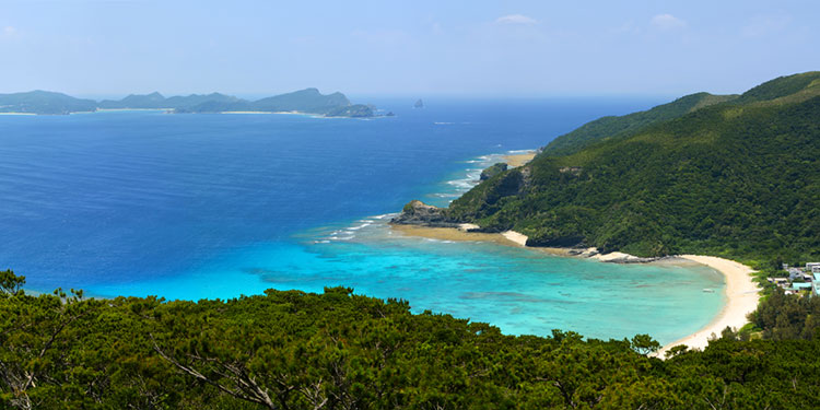 Pristine inlet and coral beach on Tokashiki Island.