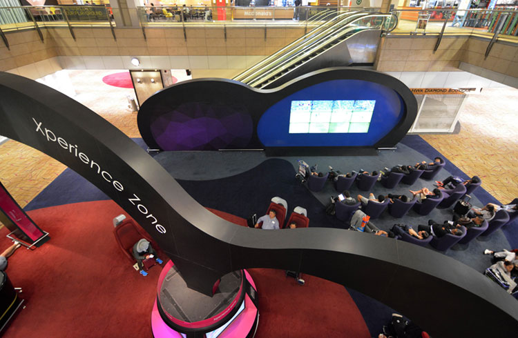 One of many areas for entertaining travelers at Singapore's amazing Changi Airport.