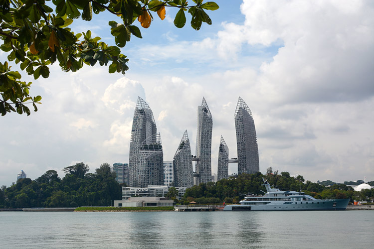 Reflections at Keppel Bay, as seen from Sentosa.