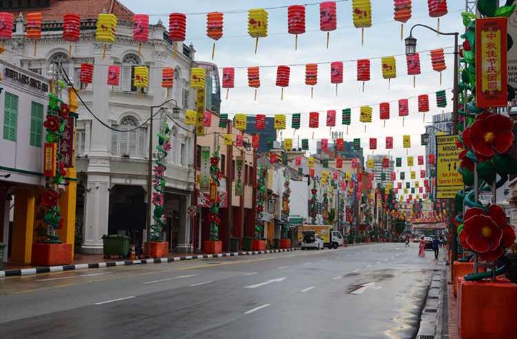 Singapore Chinatown view down South Bridge Rd.