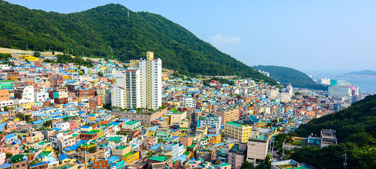 Gamcheon district cityscape in Busan, South Korea.