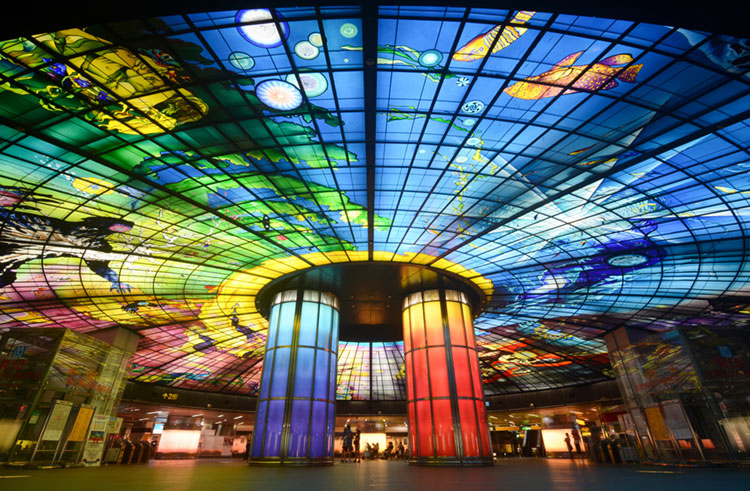 Dome of Light glass art installation at Formosa Boulevard station.