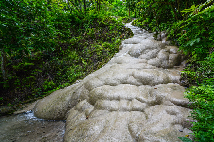 Natural limestone accretions on Bua Tong Waterfall.