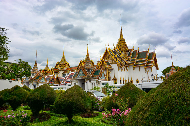 Grand Palace buildings and beautiful landscaping.