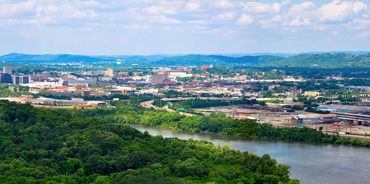 Landscape of Chattanooga and the Tennessee River.