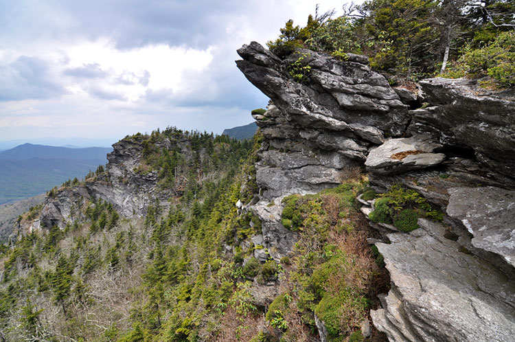 Sheer rock cliffs at the top of Grandfather Mountain.