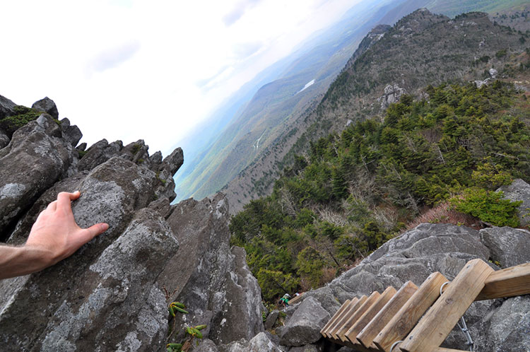 Dizzying view of the landscape from the top of MacRae Peak.