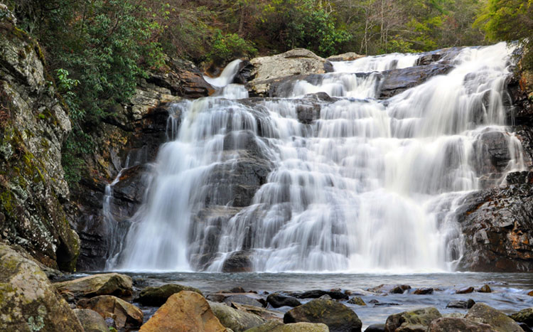 Long exposure of Laurel Falls in Hampton, Tennessee.